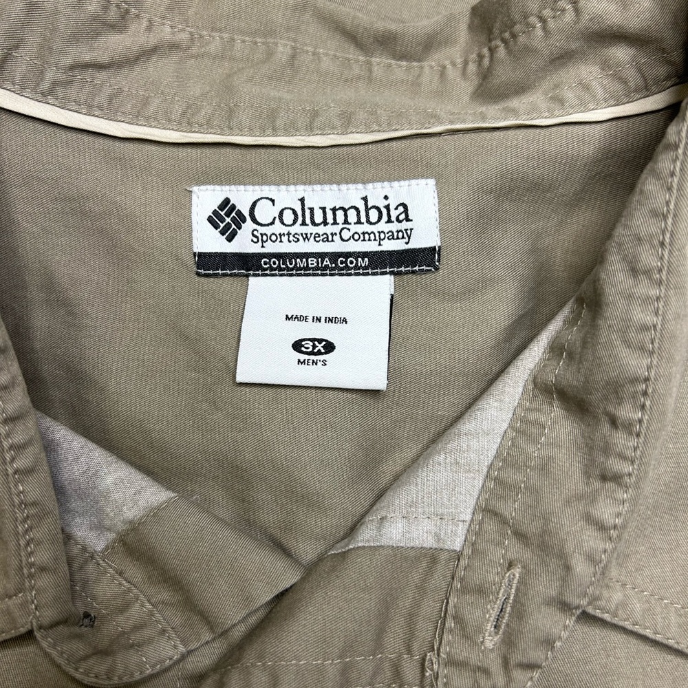 Columbia Tan Long Sleeved Button-Up Shirt. Men’s 3X. SKU A47 - Picture 3 of 5